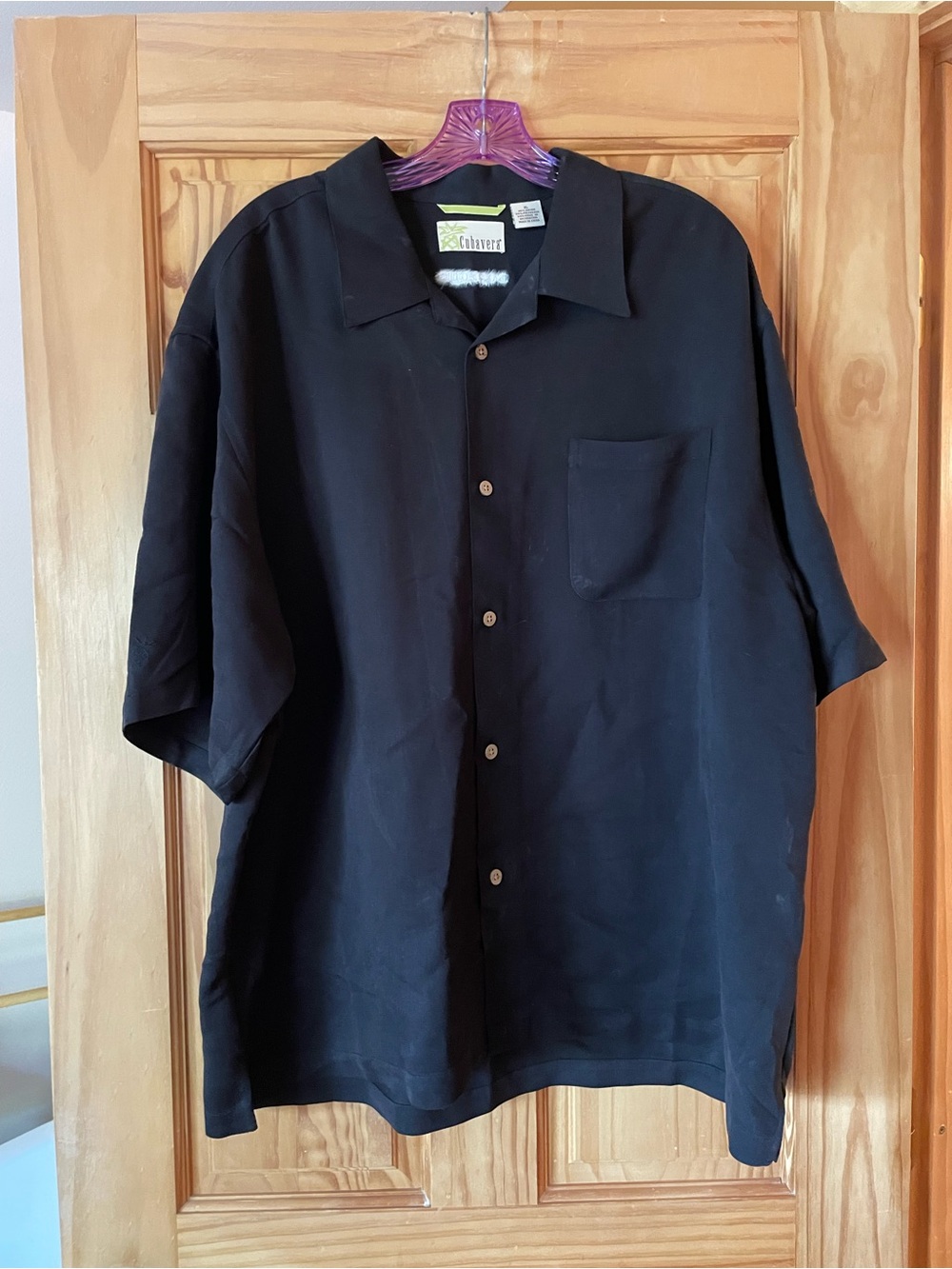 Cubavera Black Short-Sleeve Button Down Camp Shirt